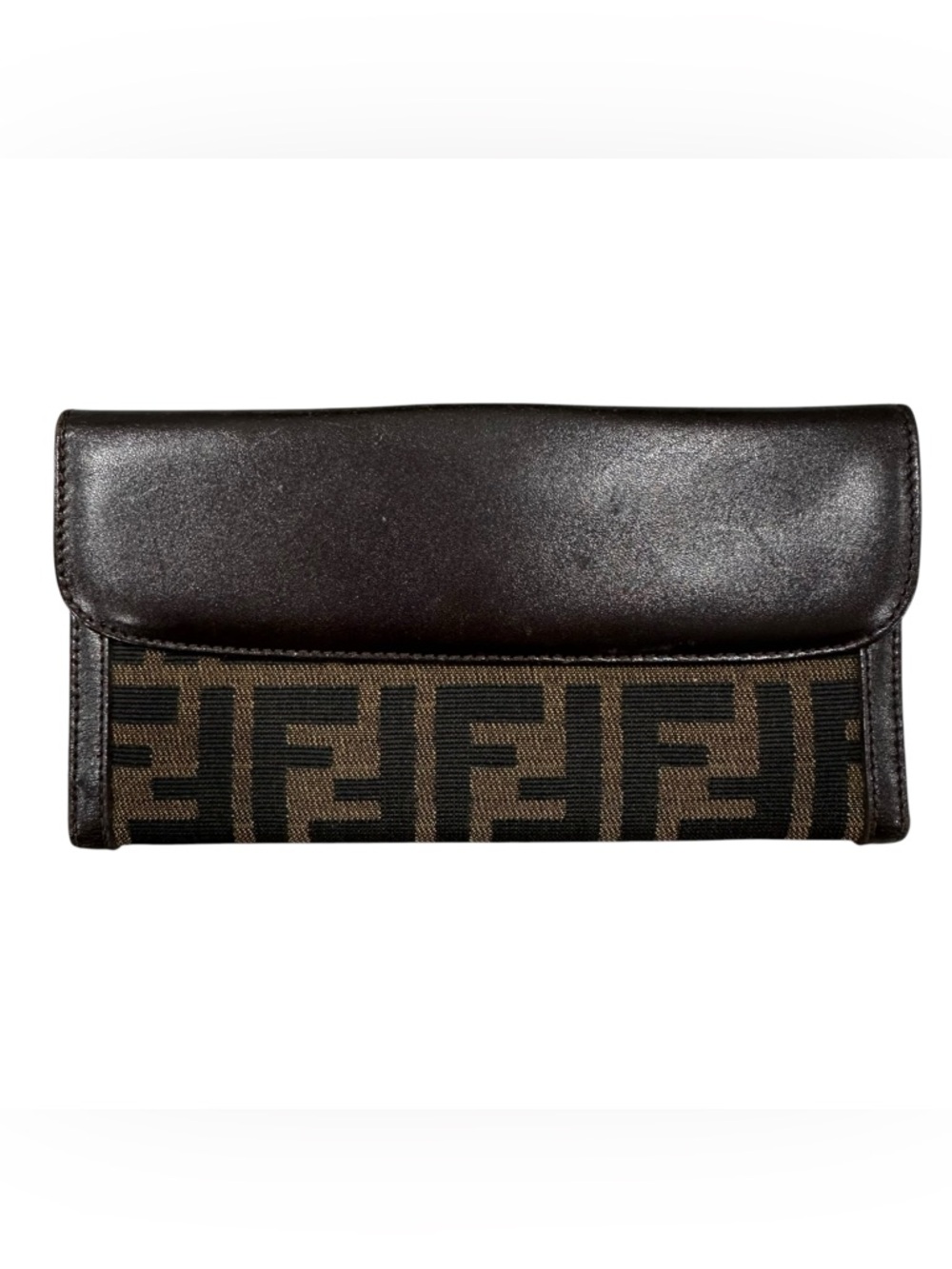 FENDI Zucca Tan & Black Canvas & Brown Leather Slim Long Bifold Wallet - Picture 3 of 14